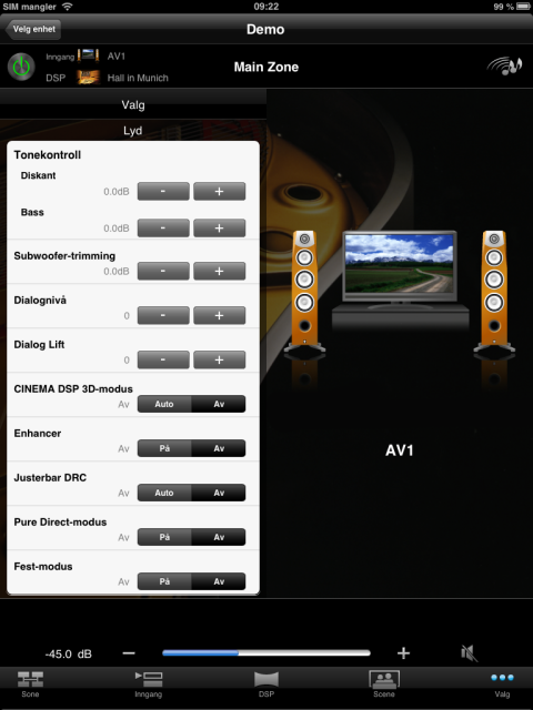 Spesielt iPad-versjonen av AV Controller gir svært god oversikt.