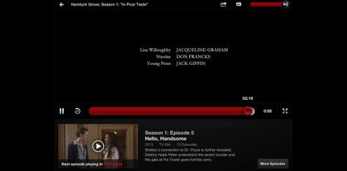 Etter å ha sett en episode, starter neste episode om ti sekunder.