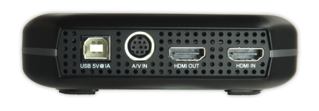 Hauppauge HD PVR Rocket tar opp video via HDMI, eller analoginngangen. Denne ser ut som en S-video-kontakt, men skal i følge pressemeldingen altså være komponent. Merkelig.