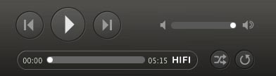 Når en sang finnes i HiFi-kvalitet, vil "HIFI" være uthevet i hvitt ved siden av tidslinjen.