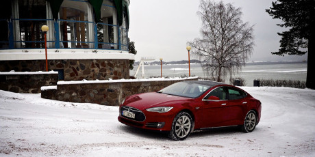 Vårt testeksemplar av Model S.