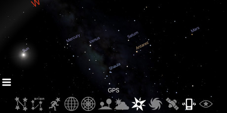 Akkurat nå er fem planeter synlige samtidig, på morgenhimmelen. (Foto: Stellarium)