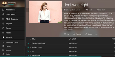 Marit Larsens minialbum "Joni was right" har videoer til alle låtene. Foto: Skjermdump fra Tidal