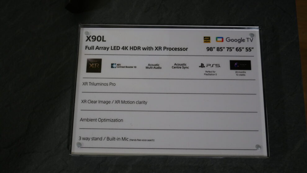 Sony X90L specifications 1